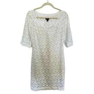 🌵 Nicole by Nicole Miller Lacy White 3/4 Sleeve Beach Cover Up Dress - Size 6